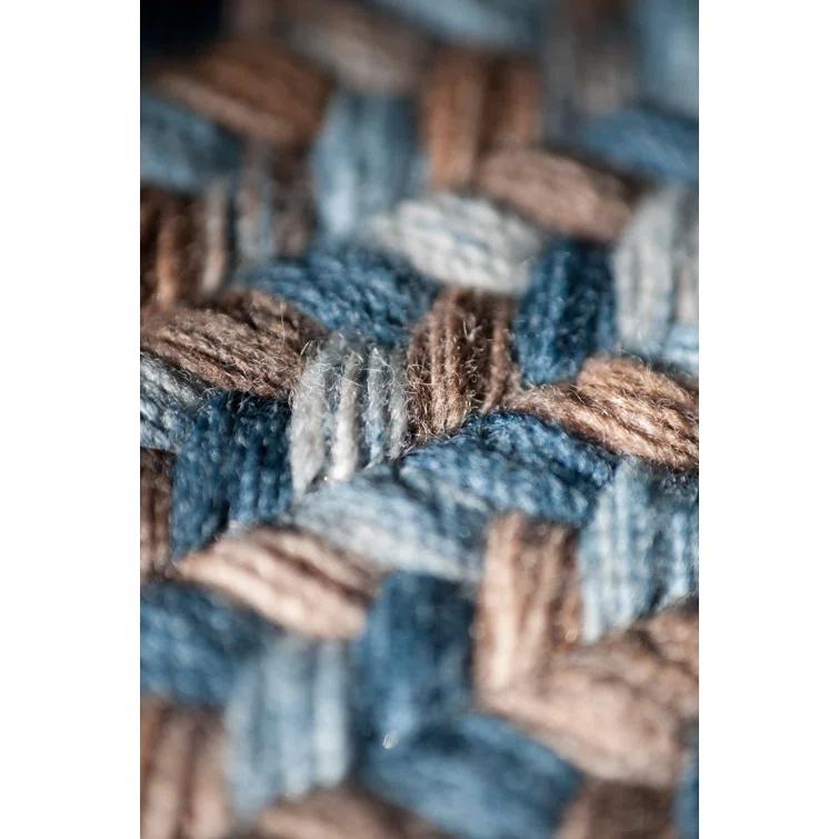 Highland Dunes Oyola Wool Reversible Area Rug - Blue Brown