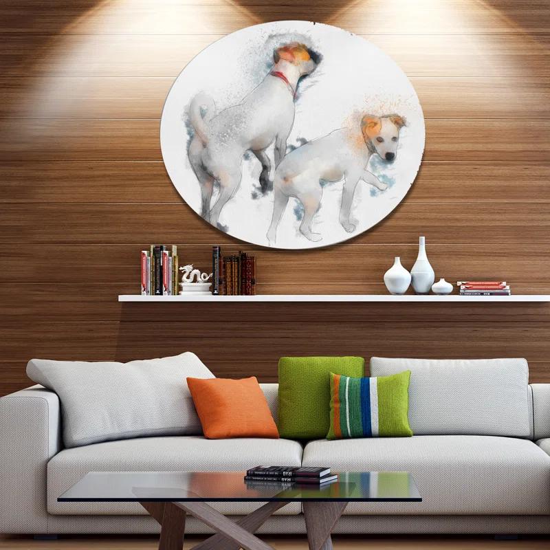 Design Art " Stylish White Dogs Walking "