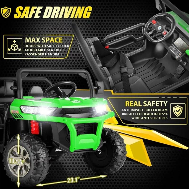 4 Wheels 24V Ride on Dump Truck Toys 2 Seater Kids Ride On UTV Car with Remote Control,Electric Dump Bed