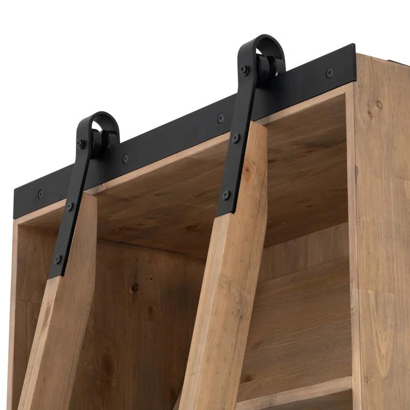 Haiden Dark Charcoal Solid Pine Bookshelf with Ladder