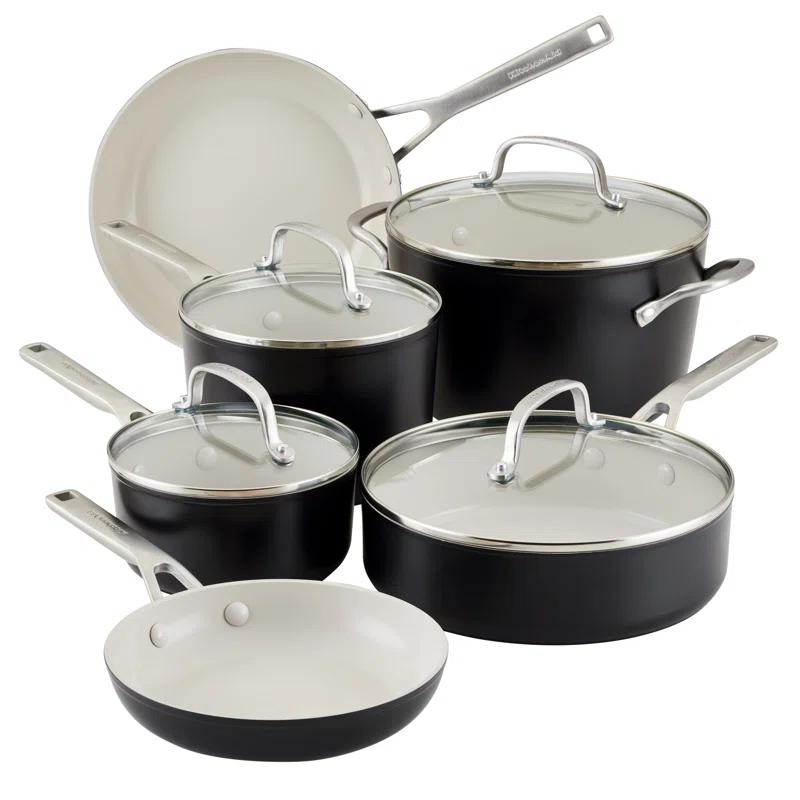 KitchenAid ® Matte Black Hard-Anodized Ceramic Non-Stick 10-Piece Cookware Set