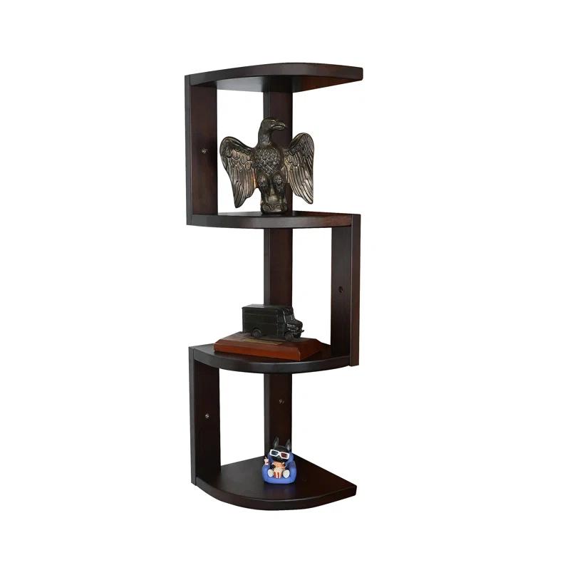 CONSDAN Corner Shelf, 4 Pieces, USA-Grown Solid Hickory Hardwood