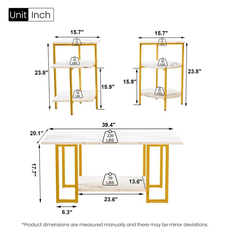 Latitude Run® 3 - Piece Living Room Table Set
