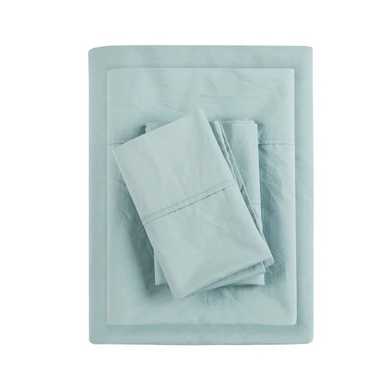 Madison Park Peached Percale 200 Thread Count Relaxed Cotton Percale Sheet Set