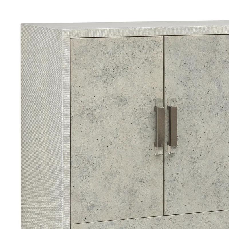 Stone-Textured 5 Drawer Accent Cabinet with Doors