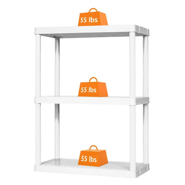 Gracious Living Gracious Living 3 Shelf Fixed Height Solid Light Duty Home Storage Unit