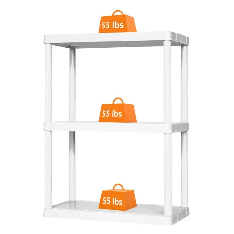 Gracious Living Gracious Living 3 Shelf Fixed Height Solid Light Duty Home Storage Unit