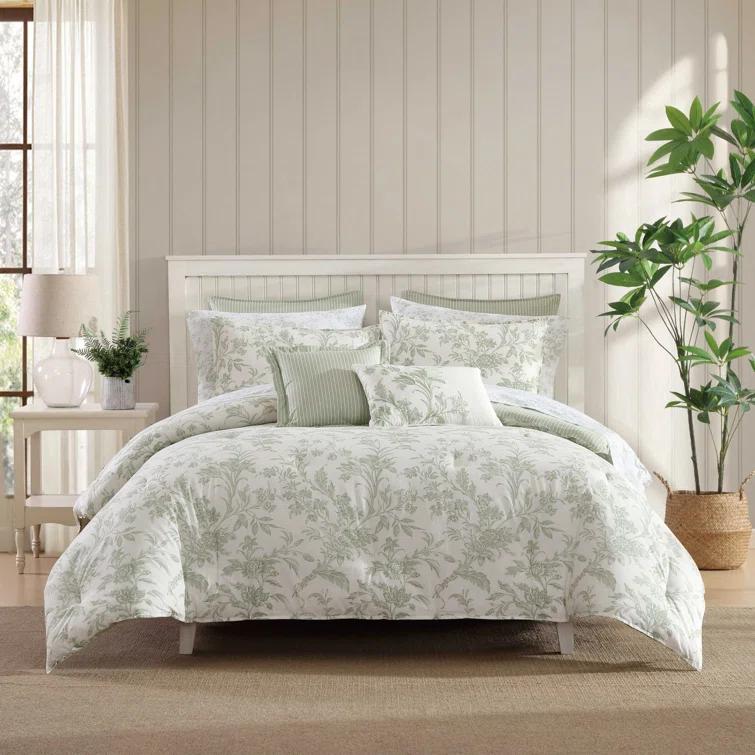 Laura Ashley Laura Ashley Natalie Green Floral Cotton Comforter Bonus Set
