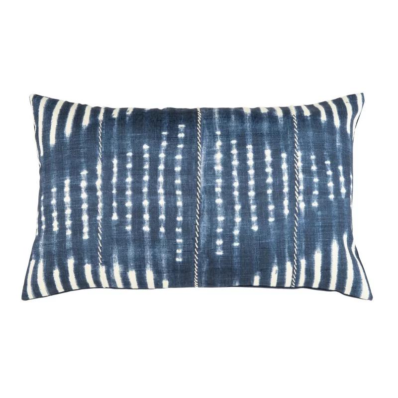 Navy and Cream Shibori Rectangular Throw Pillow