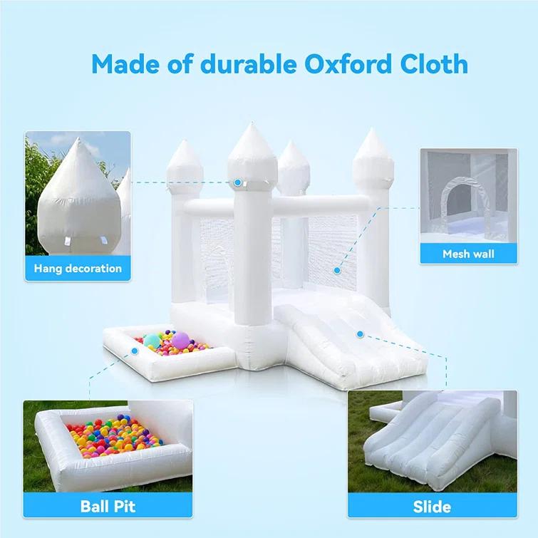 Connsann 9' x 9' Oxford White Bounce House with Slide and Air Blower