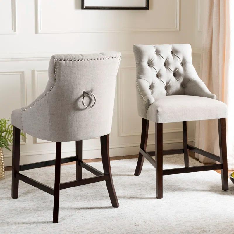 Rosdorf Park Balyon Upholstered Counter Stool with Solid Wood Frame (Set of 2)