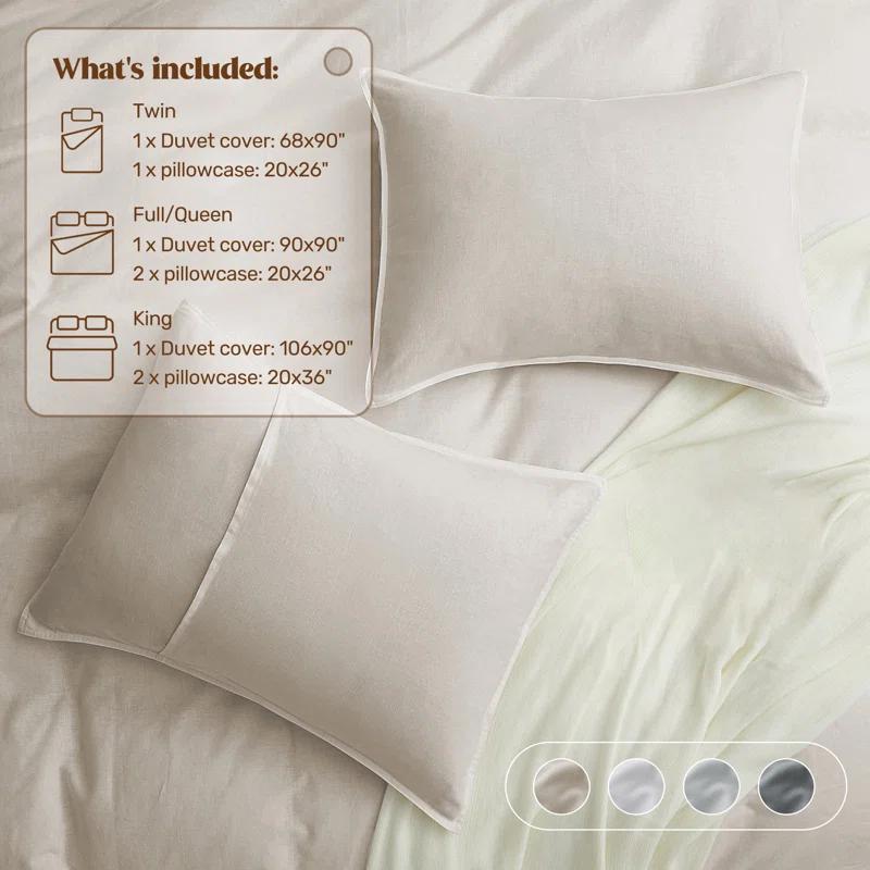 Peace Nest Linen and Cotton Duvet Cover with Pillowcase