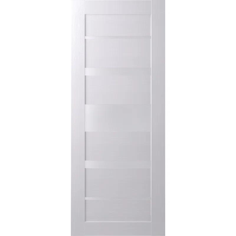 Belldinni Kina No Bore Solid Core 5-Lite Frosted Glass PP Finished Wood Composite Interior Door Slab