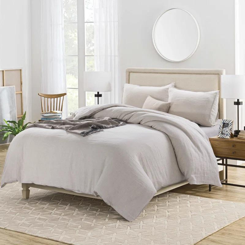 MeadowPark Stone Washed French Linen Reversible Duvet Cover Set
