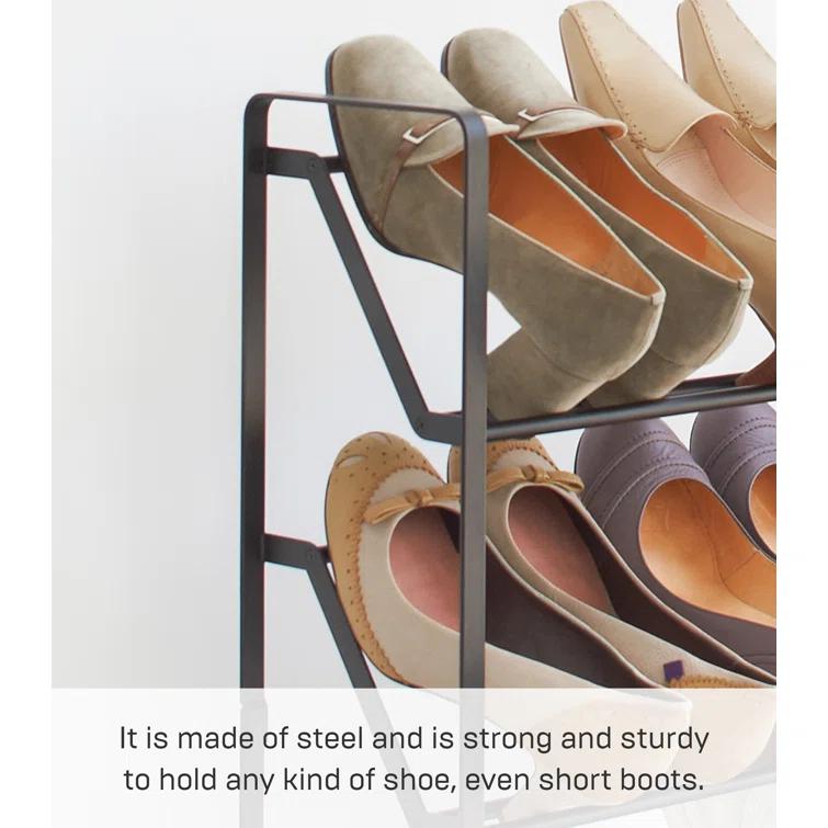 Yamazaki Home Slim Shoe Rack, Steel, Holds 8 to 12 shoes