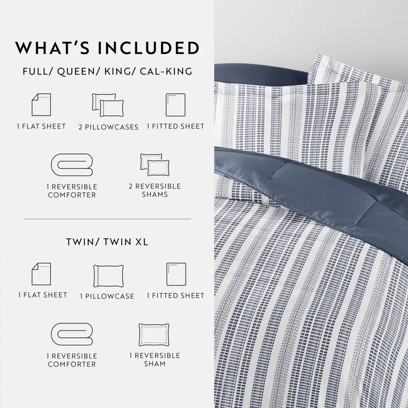 IEnjoy Home 7-Piece Bedding Bundle - Pattern Comforter and Sheet Set