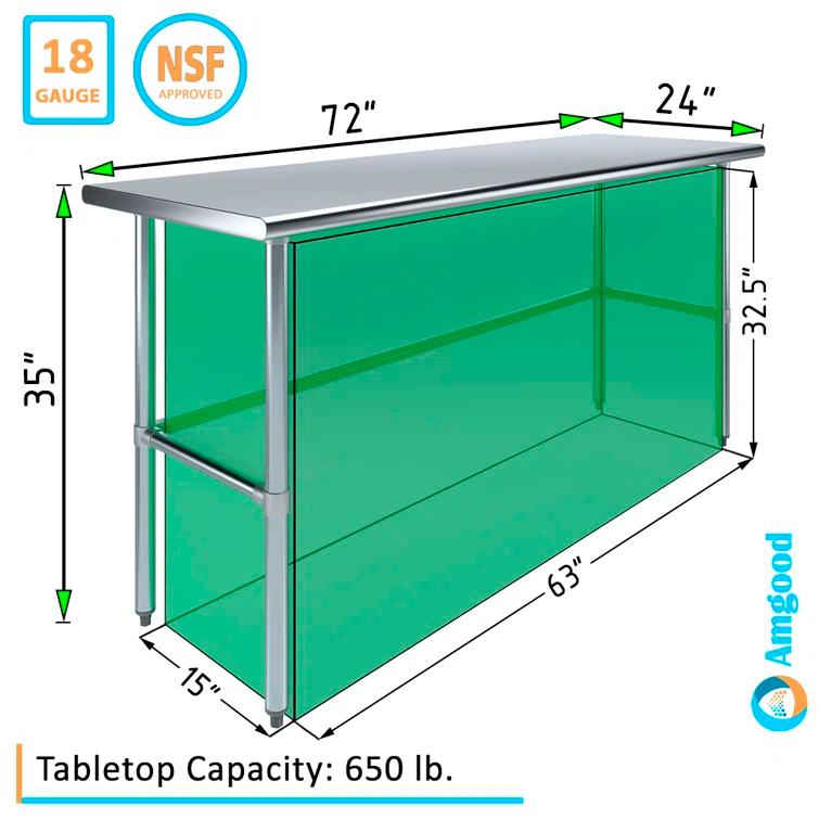 Amgood Stainless Steel Open Base Work Table & Reviews | Wayfair