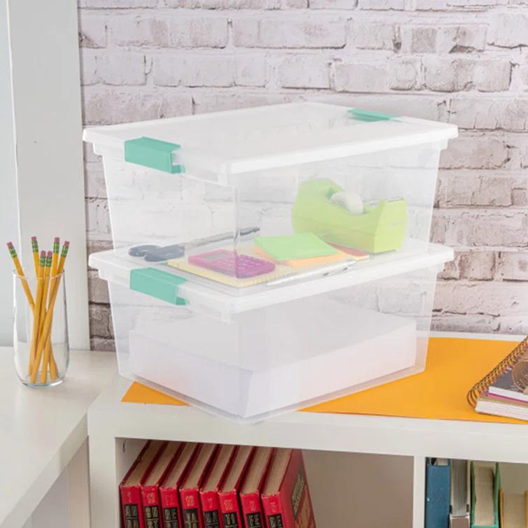 Sterilite Sterilite Plastic Stackable Storage Bin w/Clear Latch Lid (Set of 6)
