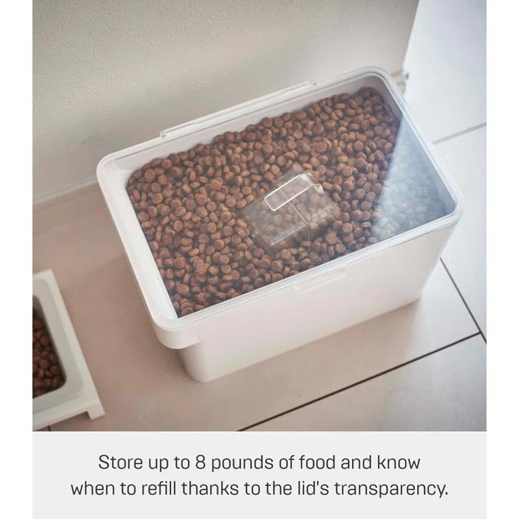 Yamazaki Home Airtight Pet Food Medium Storage Container With Transparent Lid, 1.6 gallons