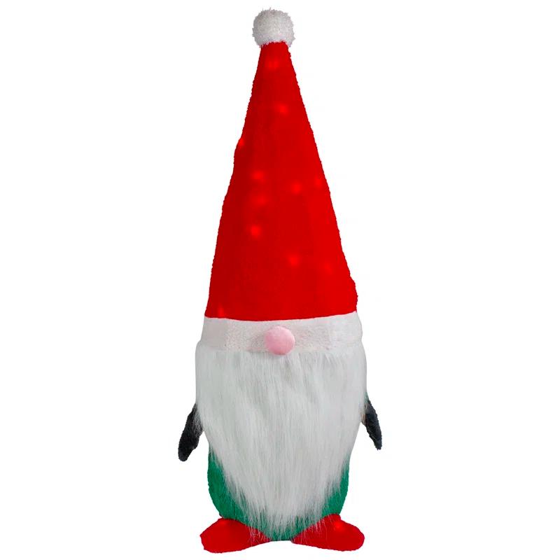 Lighted Red and Green Christmas Gnome Yard Decoration 35-inch