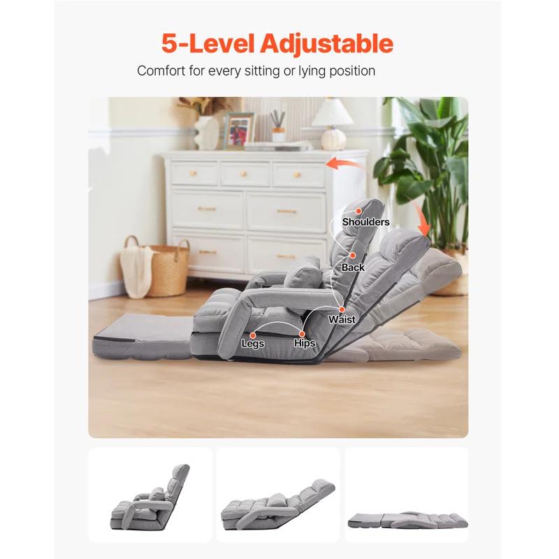 Trule Floor Chair with 5 Adjustable Position and Armrest Floor Gaming Chair Gray