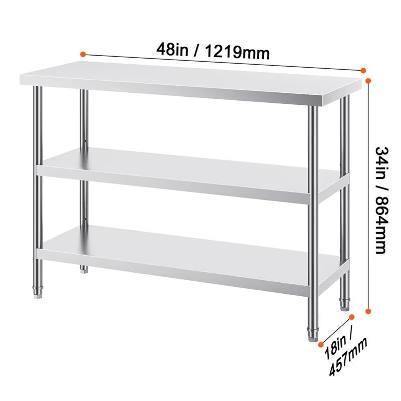 VEVOR VEVOR Stainless Steel Food Prep Table, Commercial Kitchen Worktable