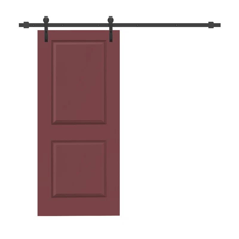 Calhome 80'' Hollow Paneled Painted with Installation Hardware Kit Barn Door