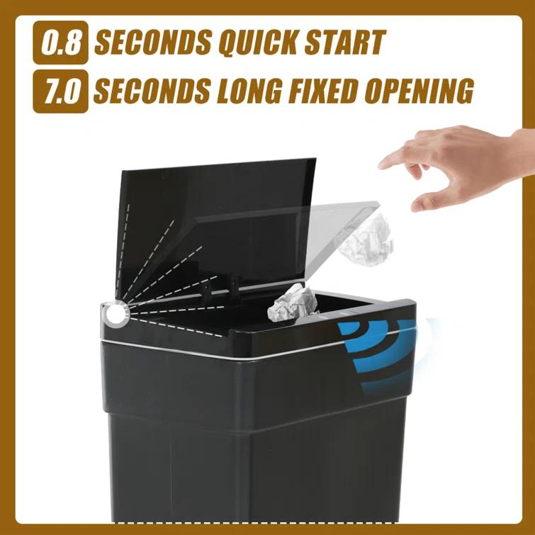 FDW Plastic Motion Sensor Kitchen Trash Can - 13 Gallons