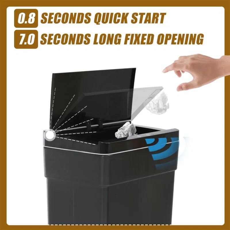 FDW Plastic Motion Sensor Kitchen Trash Can - 13 Gallons