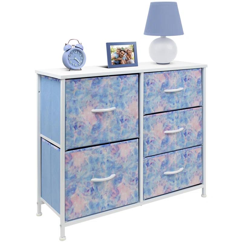 Sorbus 5 Drawers Dresser with Steel Frame and Wood Top