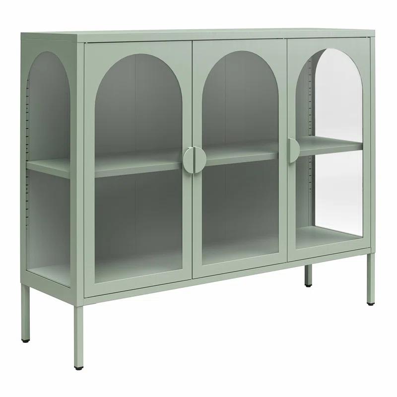CosmoLiving by Cosmopolitan Chloe Metal Accent Cabinet With 3 Arched Glass Doors