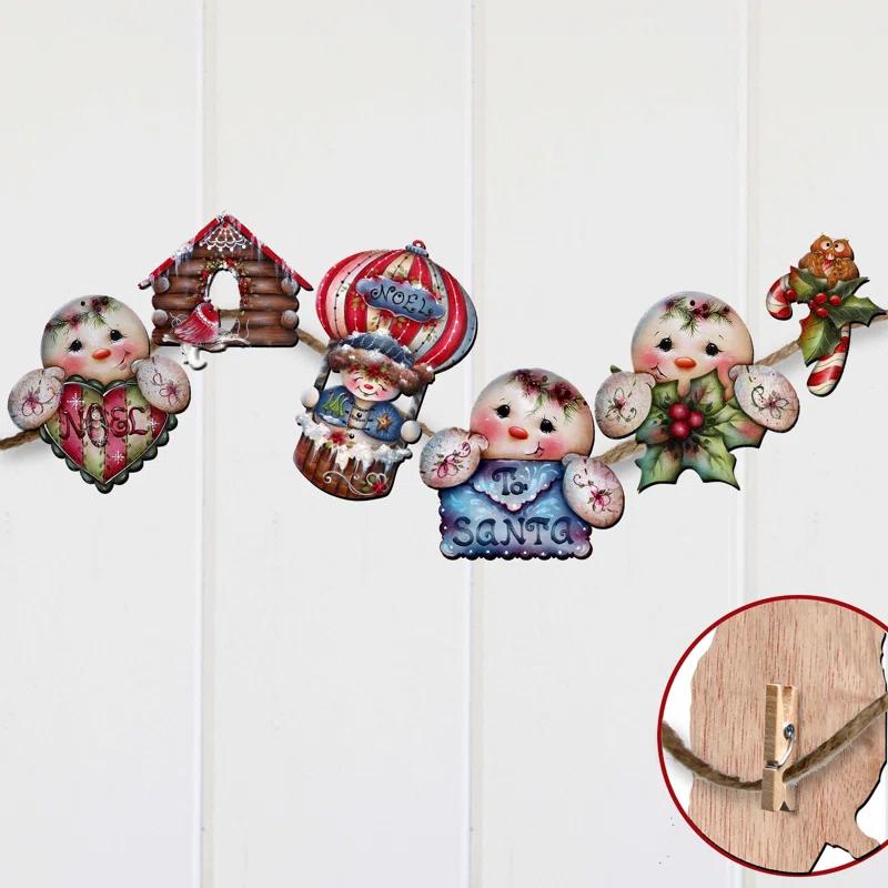 Designocracy 6 Piece Giggles and Gifts Decorative Wooden Clip-on Ornaments by J. Mills-Price