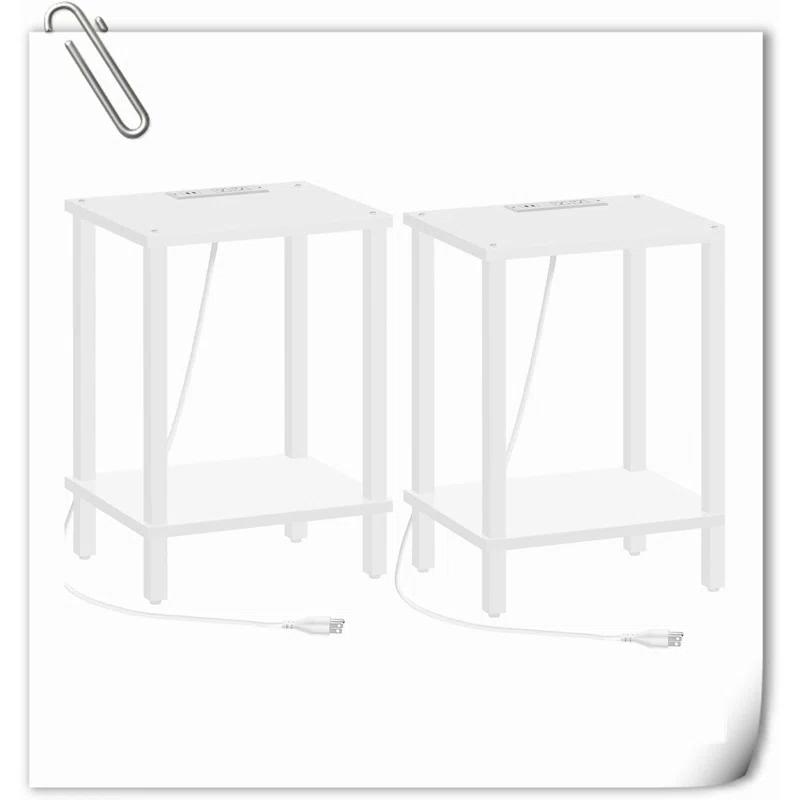 End Table With Charging Station, Side Table With USB Ports And Outlets, Nightstand, 2-Tier Storage Shelf, Sofa Table For Small Space, 1 Package(2PCS)