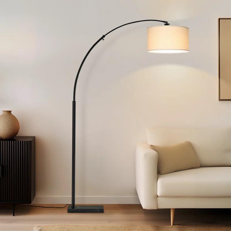 Brightech Logan 76 in. Adjustable and Extendable LED Arched Gold Floor Lamp with Weighted Marble Base - LED Bulb Included