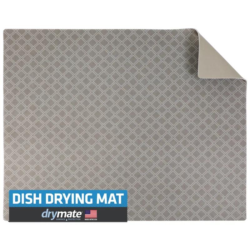Drymate XL Dish Drying Mat, Kitchen Counter Drip Pad - Absorbent, Waterproof, Slip-Resistant, Machine Washable (19" x 24") (Taupe) (USA Made)