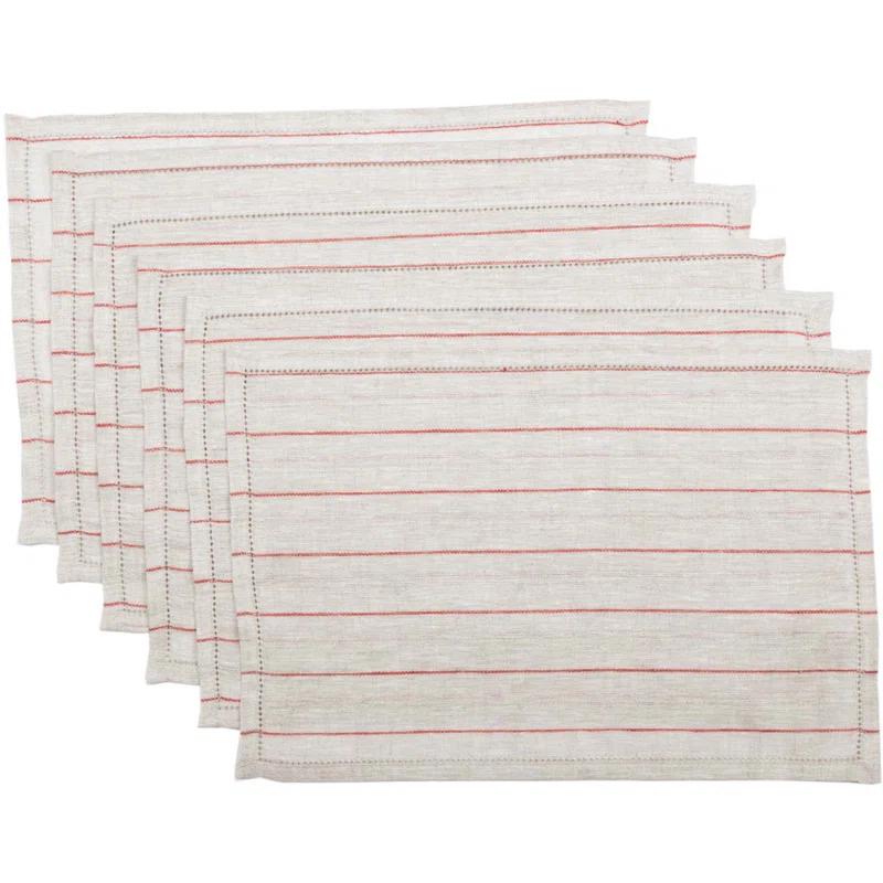 Gracie Oaks Inloes Linen Striped Rectangle Placemat (Set of 6)