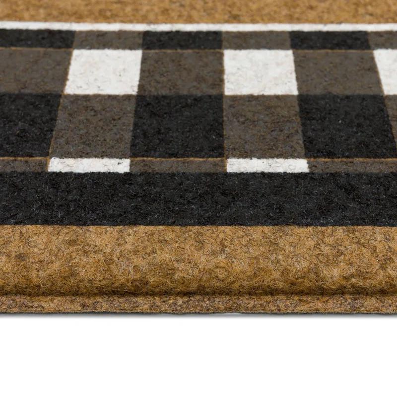 Fall Welcome Home Black/White Geometric Weather Resistant Door Mat