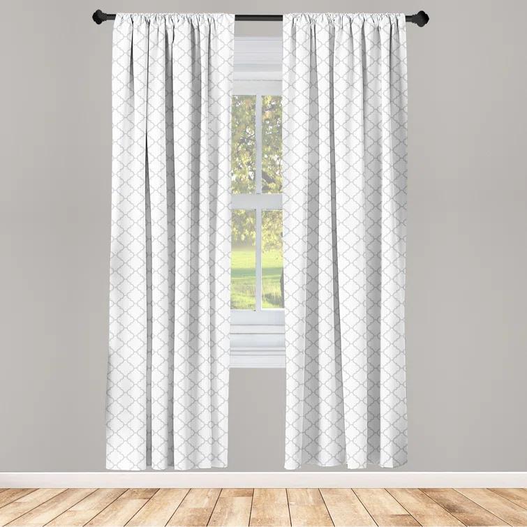 Ambesonne Microfiber Geometric Semi-Sheer Rod Pocket Curtain Panel (Set of 2)