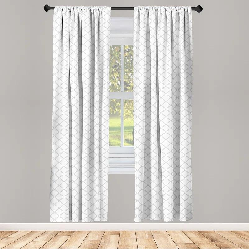 Ambesonne Microfiber Geometric Semi-Sheer Rod Pocket Curtain Panel (Set of 2)