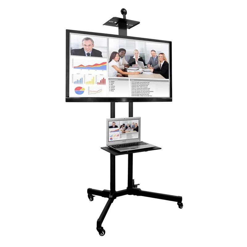 Mount-It Height Adjustable Mobile TV Stand w/ Cart, Shelf & Rolling Casters Fits 37-70 in. Screens & Reviews | Wayfair
