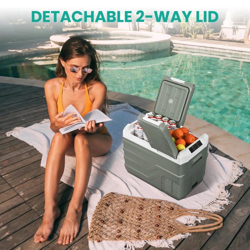 Alpicool 25Qt Dual Zone With Individual Temperature Control Car Refrigerator, 12V/24V/220V Portable Car Fridge, Large Capacity Freezing Food, Powerful Compressor Freezer and Cooler, for Outdoors and Indoors Use