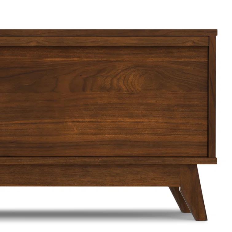 Simpli Home Lennon 72"W Solid Wood Mid-Century Modern Low TV Stand for TVs up to 80" with Storage