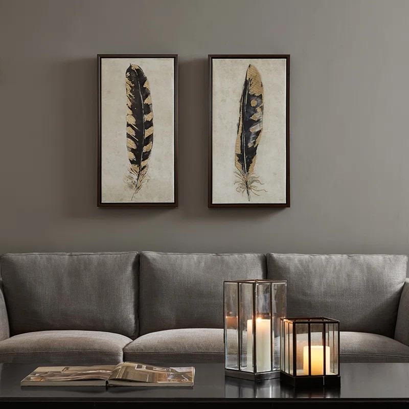 HLILish Gold Foil 2-Piece Canvas Wall Art Set