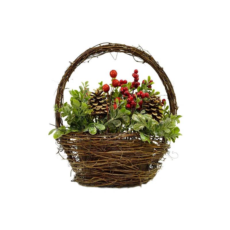 Northlight Seasonal 12" Red and Green Pine Cones Berries Christmas Tabletop Decoration | Wayfair
