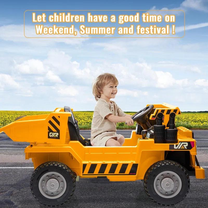 Hetoy Ride On Dump Truck, 12V Ride On Car With Remote Control
