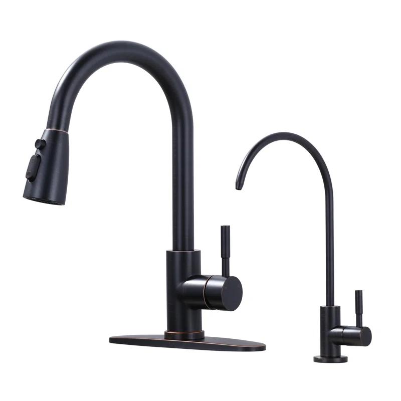 ARCORA ARCORA Stainless Steel Pull-Down Kitchen Faucet and Water Filter Faucet Combo AR7100301RB-L