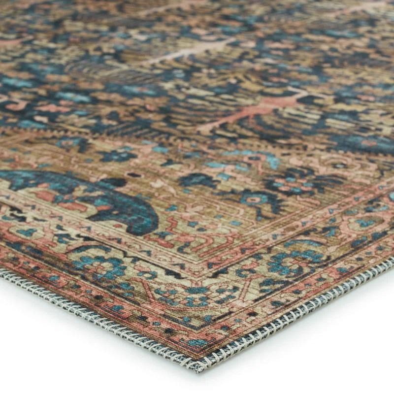 Nikki Chu Jayven Machine Washable Performance Blue/Tan Rug