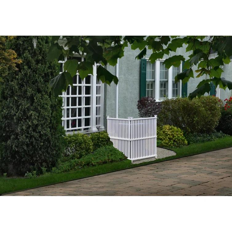 Enclo 45.5in H x 36.5in W (2 Panels) No Dig Enclo Wilmington White Vinyl Privacy Screen, Outdoor Privacy Panels, Trash Can Enclosure, Air Conditioner Fence, Pool Equipment Enclosure, ZP19008