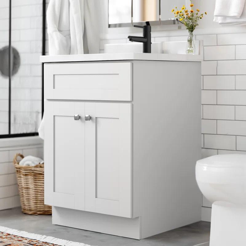 Design House Brookings 25 Inch Bathroom Vanity with Cultured Marble Top, Assembled, Sherwin Williams® Gray – Design House, 215541