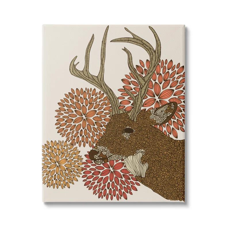 Stupell Industries " Buck Deer Abstract Wildlife Botanical Intricate Patterns " by Valentina Harper